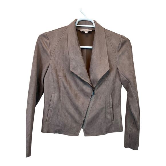 Philosophy Beige Faux Leather Vegan Pleather Moto Jacket Asymmetrical Small - Picture 1 of 5